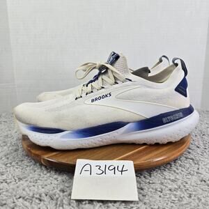 Brooks Mens 13D Glycerin StealthFit 21 White Marshmallow Blue Gym Running Shoe